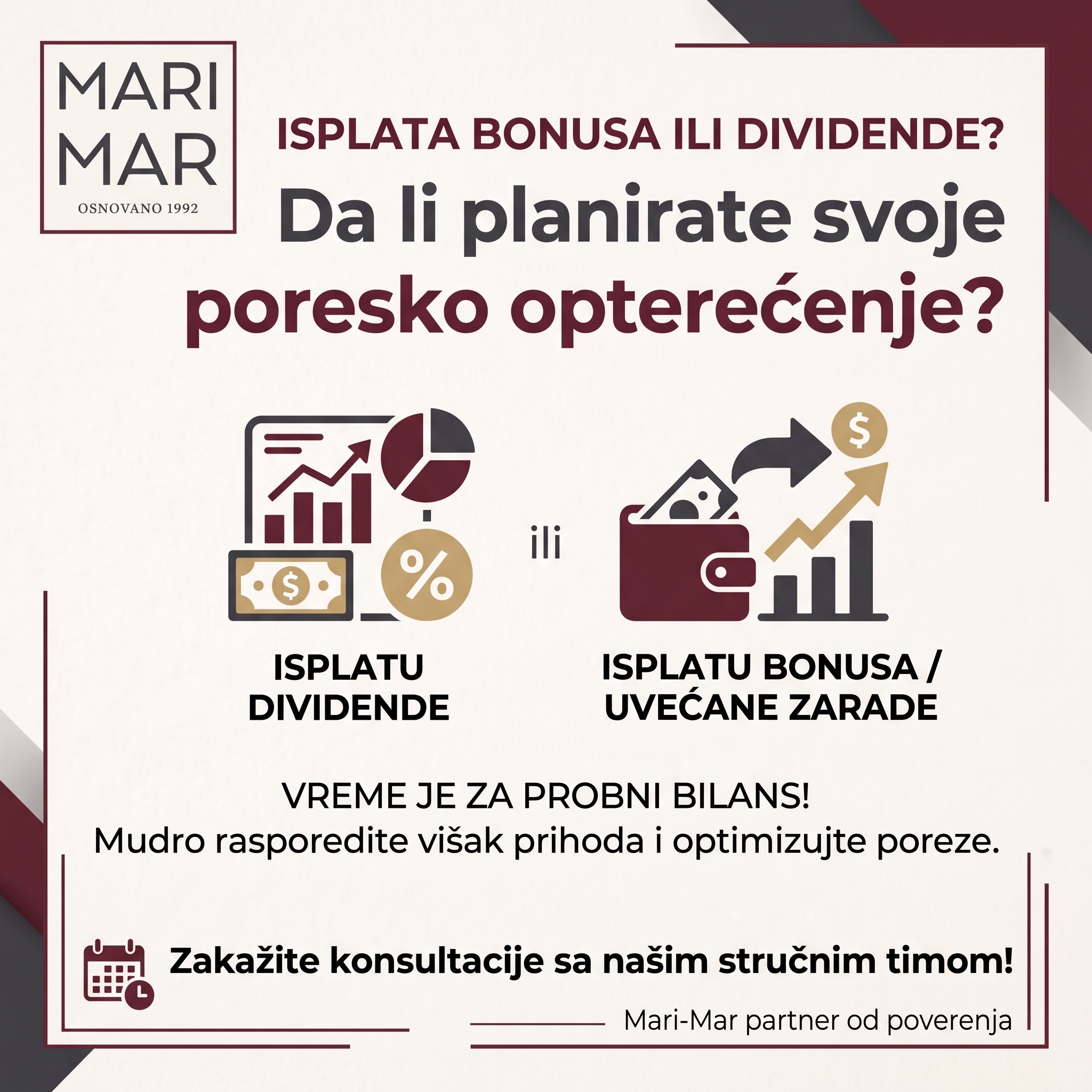 Da li znate šta za vas i vaš biznis znači isplata bonusa? Da li pratite svoje poresko opterećenje?